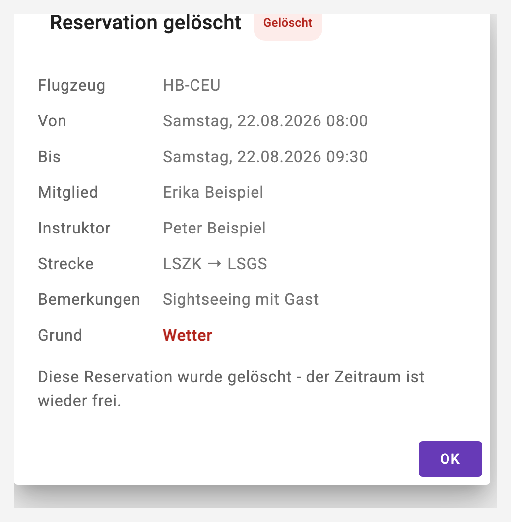 Gelöschte Reservation Deleted_Booking_Image