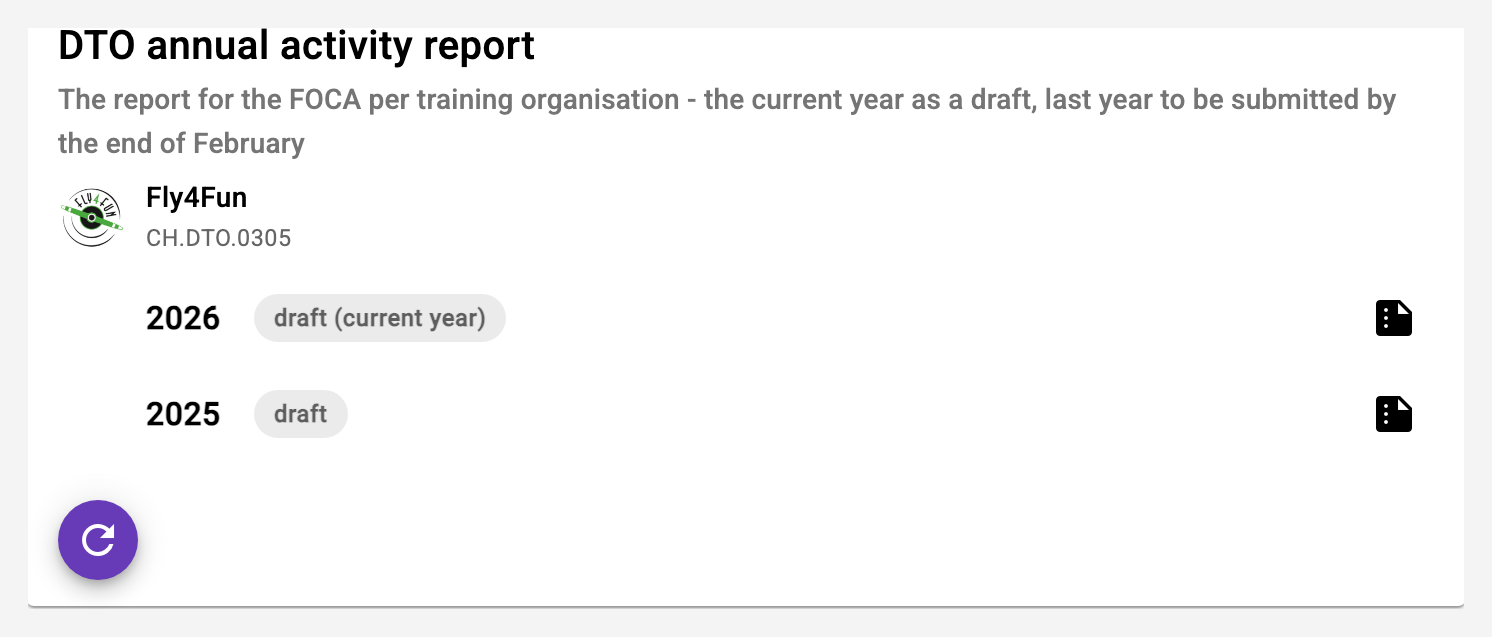 Dashboard card DTO annual activity report with the pending years Dto_Report_Card_Image