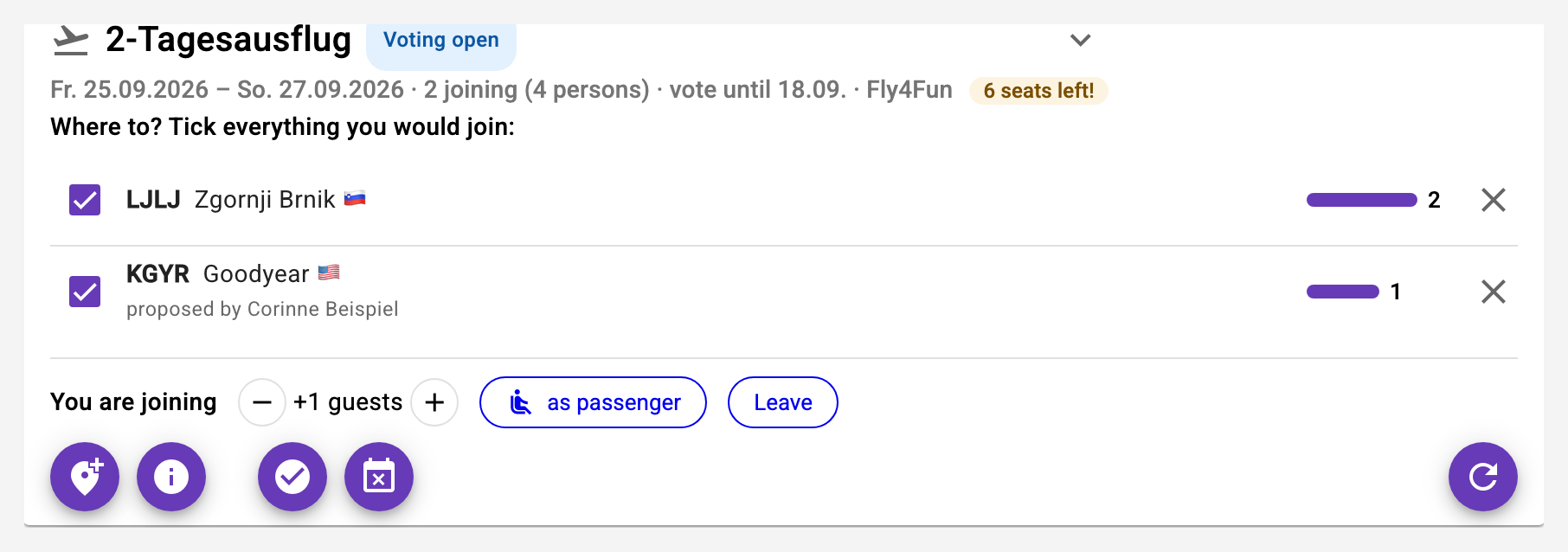 Plan and settle fly-outs