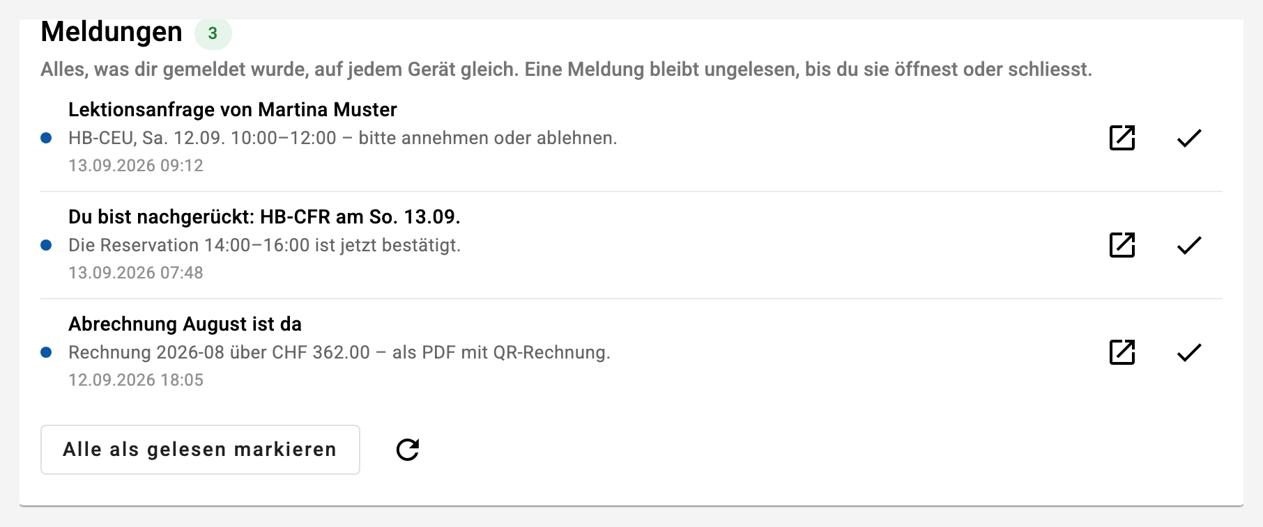 Einstellungen der Push-Benachrichtigungen