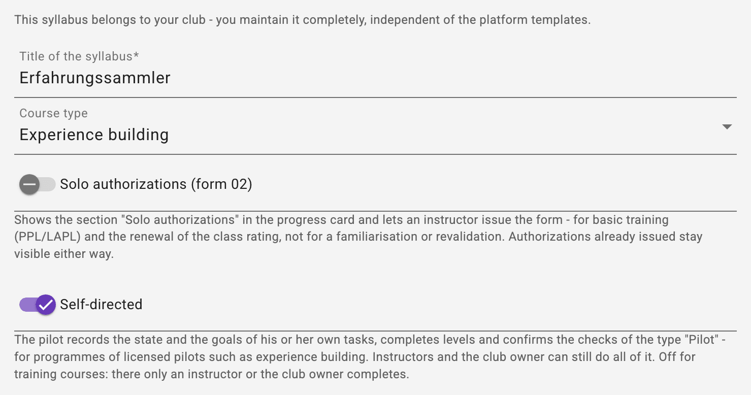 Basic data: course type Experience building and the switch Self-directed Syllabus_Self_Directed_Editor_Image