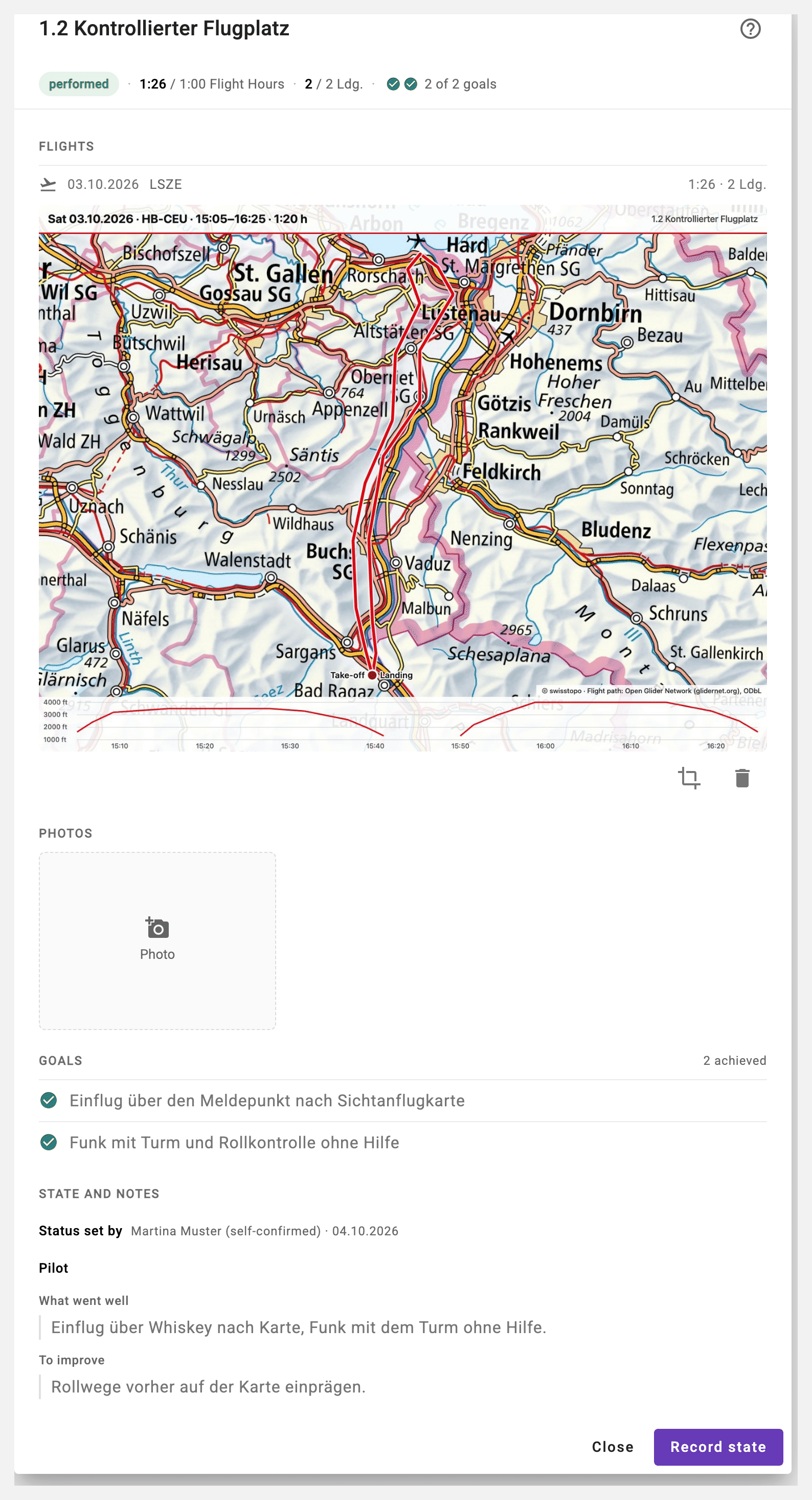 A task as the pilot sees it: state self-confirmed, flight path and notes Syllabus_Self_Directed_Task_Image