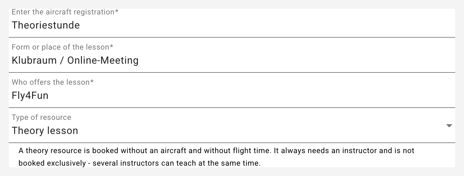 Theory resource in the aircraft form Theory resource